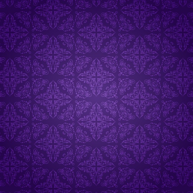 Free vector decorative background with a purple damask pattern