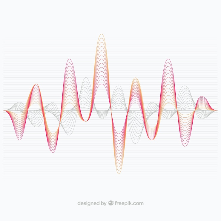 Free Vector decorative background with red and gray sound waves