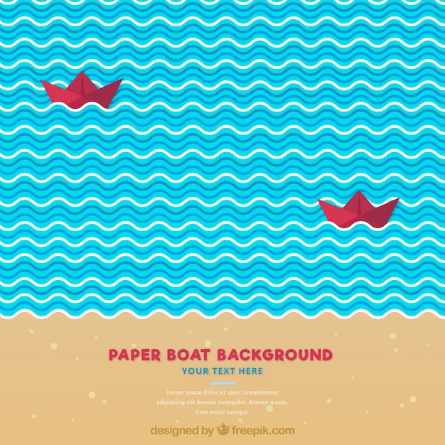 Decorative background with red paper boats