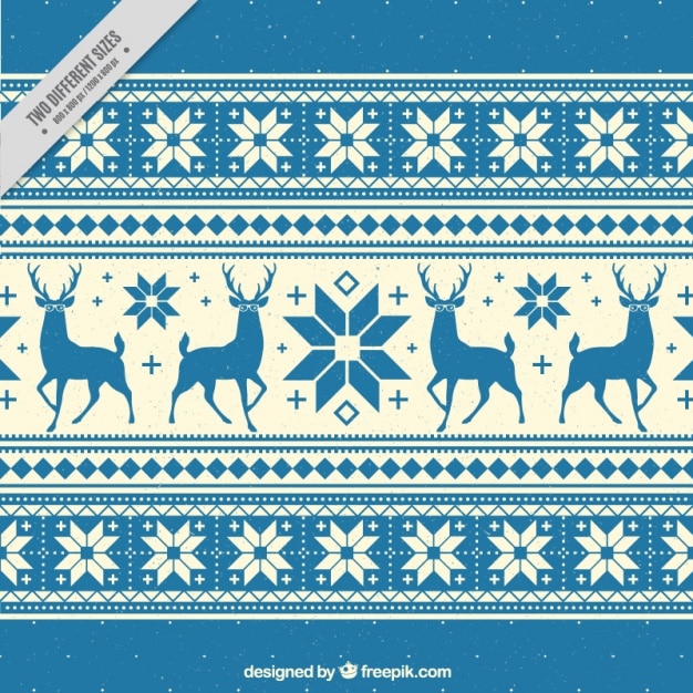 Бесплатное векторное изображение Декоративный фон с оленями и снежинками