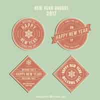 Free vector decorative badges for new year in vintage style