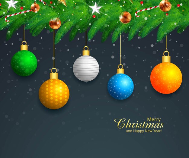 Free vector decorative balls christmas wreath holiday card background