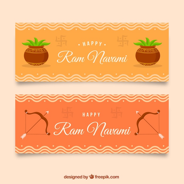 Free vector decorative banners of happy ram navami