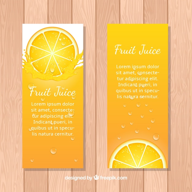 Decorative banners with orange juice