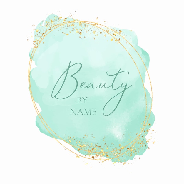 Decorative beauty themed watercolour logo design with glittery gold elements