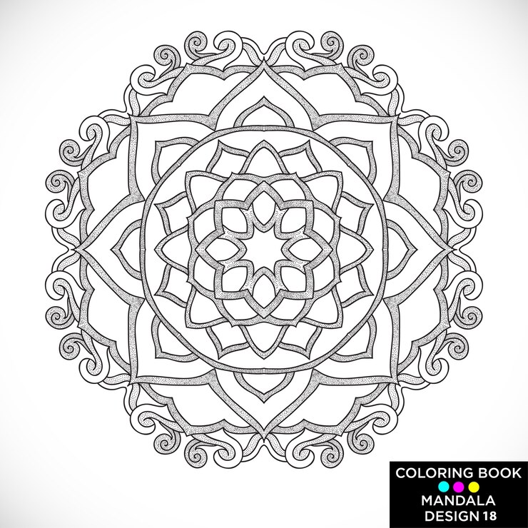 Free Vector decorative black mandala for coloring book