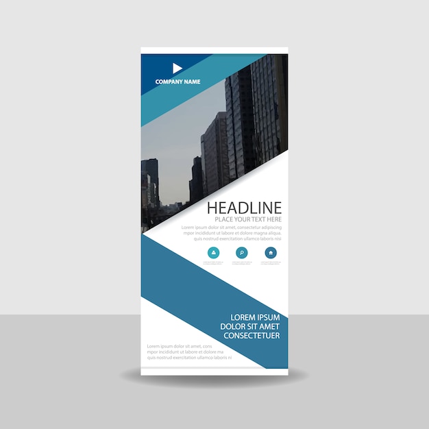 Free vector decorative blue commercial roll up banner