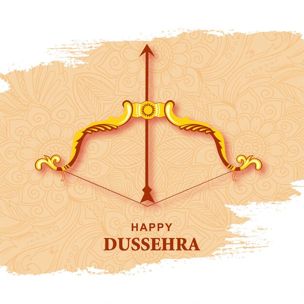 Decorative bow and arrow in happy dussehra festival background