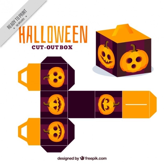 Free vector decorative box with a halloween pumpkin