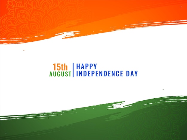 Free vector decorative brush stroke style indian tricolor flag theme patriotic background