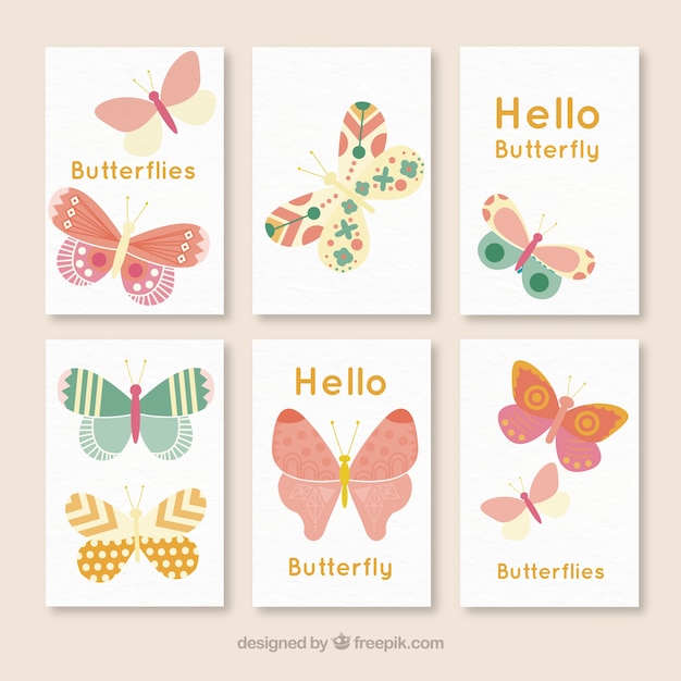 Free vector decorative butterflies cards set