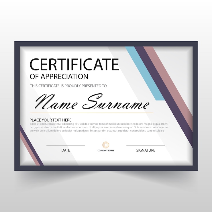 Красочный горизонтальный сертификат ELegant с векторной иллюстрацией