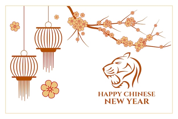 Decorative chinese new year banner with tiger zodiac face