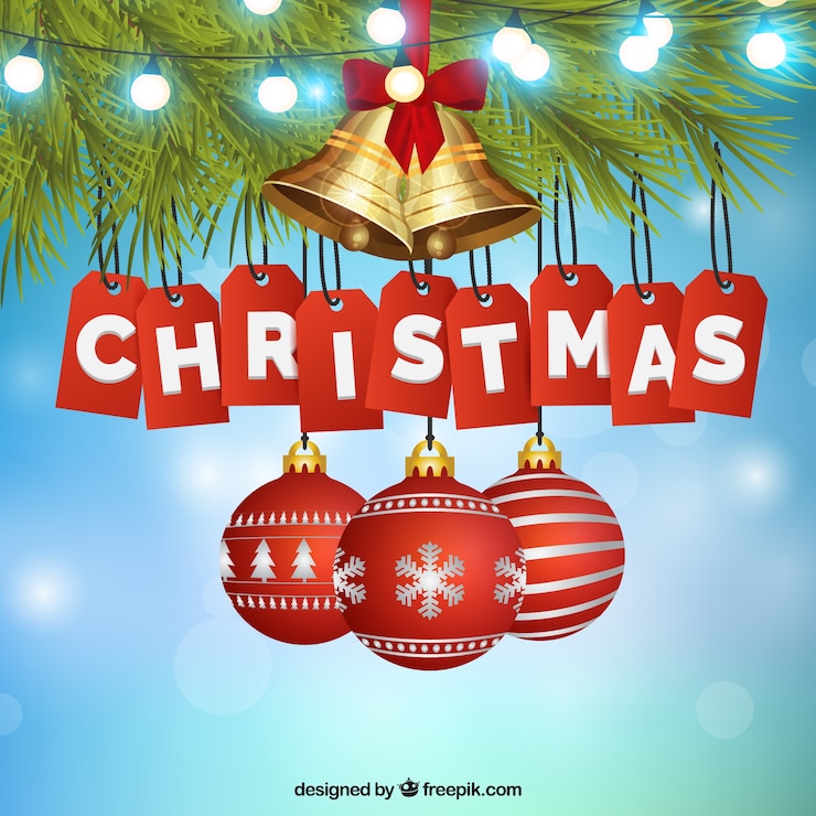 मुफ़्त वेक्टर decorative christmas background with bells and balls