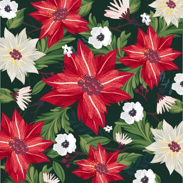 Decorative christmas background with flowers