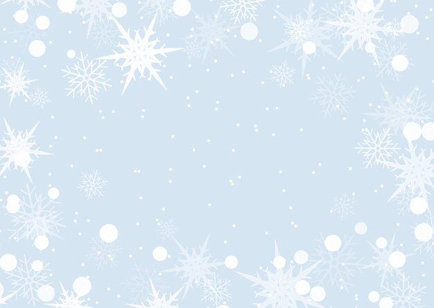 雪の結晶の境界線を持つ装飾的なクリスマスの背景