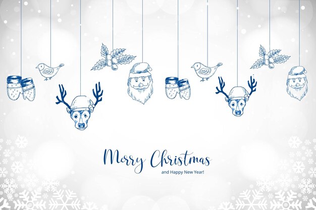 Free vector decorative christmas elements sketch holiday card background