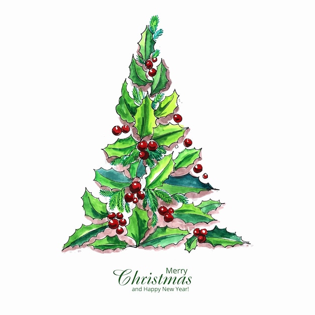 Decorative christmas leaf tree card background