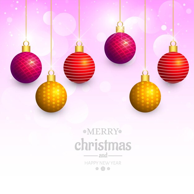 Decorative christmas shiny balls holiday card background