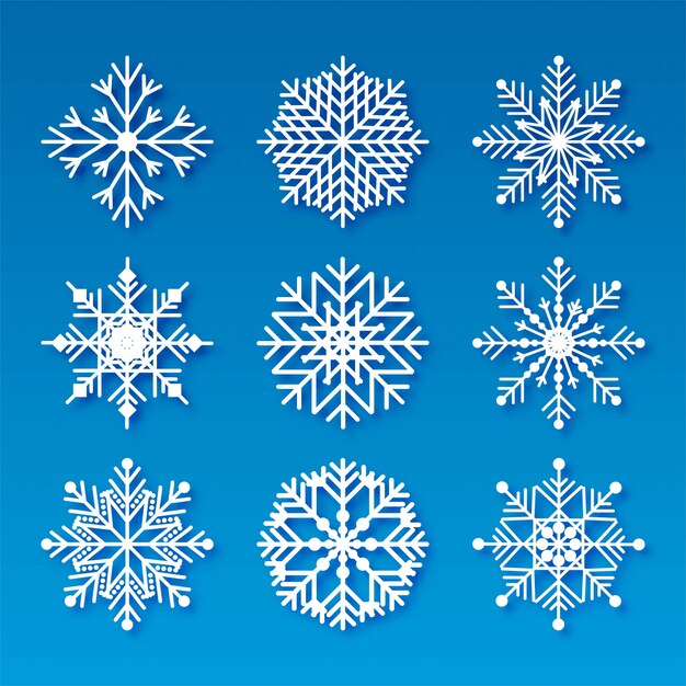 Decorative christmas snowflakes set elements 