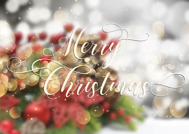 Бесплатное векторное изображение Декоративный рождественский текст с дефокусированным изображением
