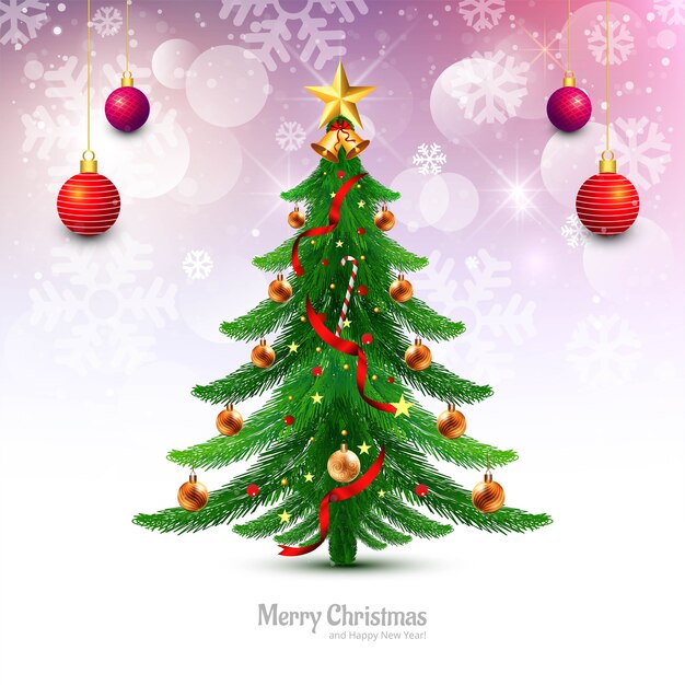 芸術的なクリスマスラインツリーカードのデザイン 無料のベクター