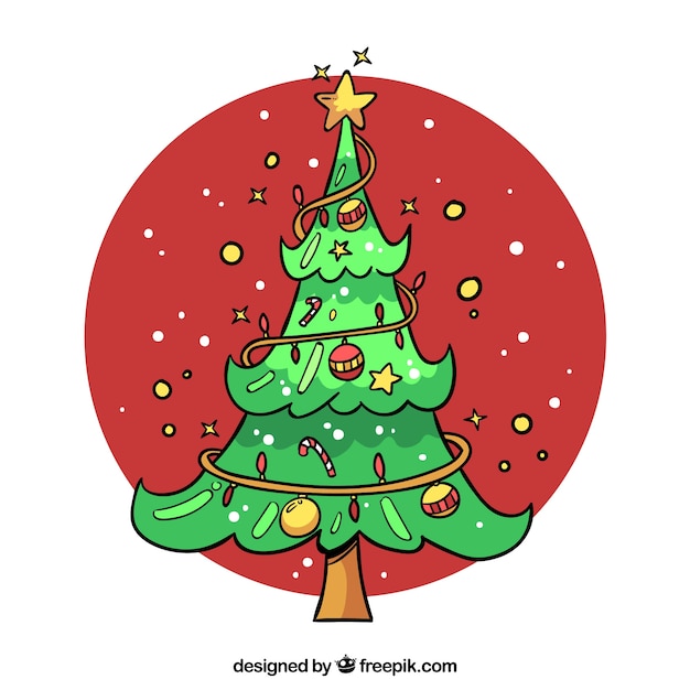 Vettore gratuito albero di natale decorativo