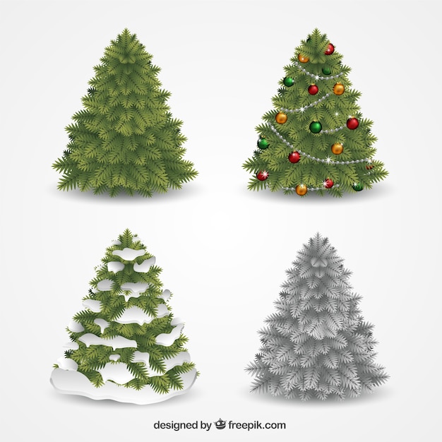 Free vector decorative christmas trees collection