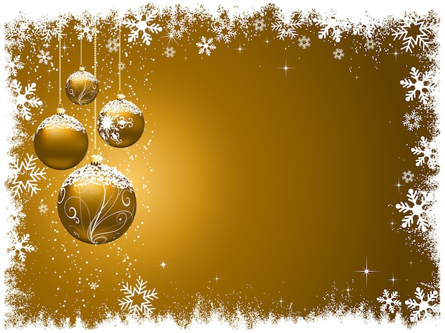 Free vector decorative christmas with snowy baubles