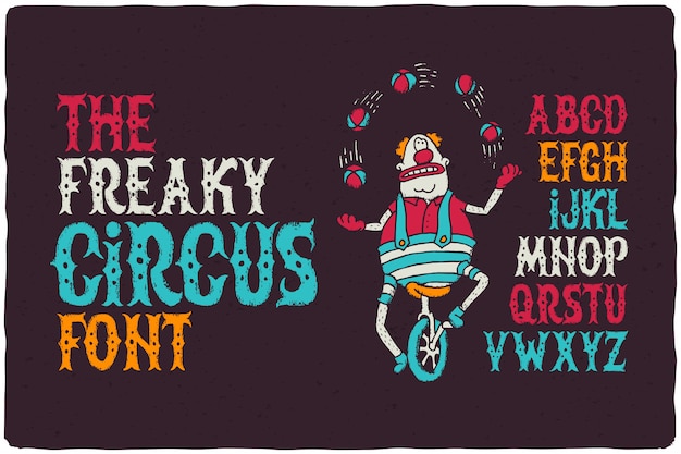 Free vector decorative circus font with clown illustration