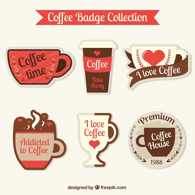 Бесплатное векторное изображение Декоративные наклейки кофе в стиле винтаж