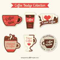 Free vector decorative coffee stickers in vintage style