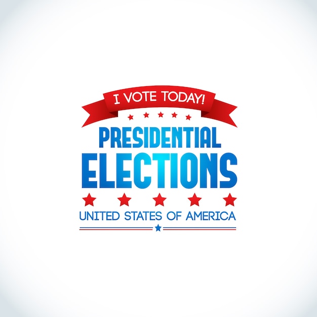 Decorative colored design poster on white  with slogan  to vote today on presidential elections in United States of America