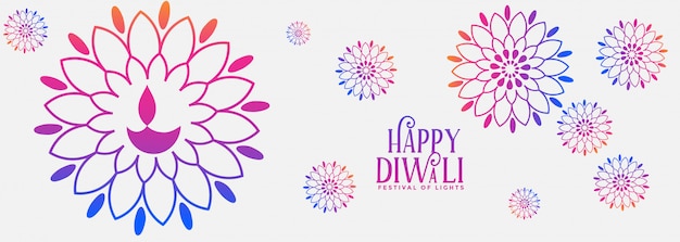 Decorative colorful happy diwali festival banner 