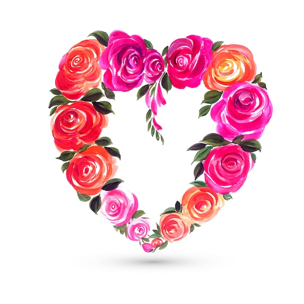 Бесплатное векторное изображение Декоративная красочная открытка в форме сердца