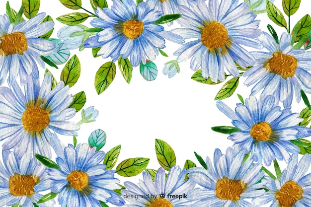 Decorative daisies background watercolor style