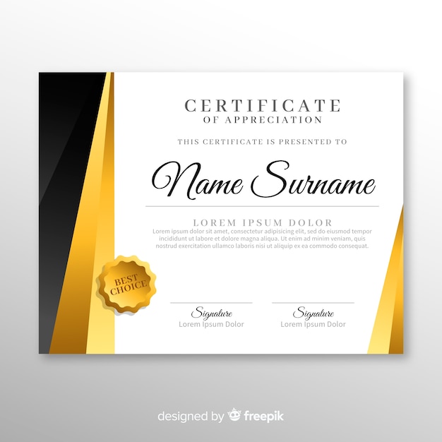 Decorative diploma template with golden elements