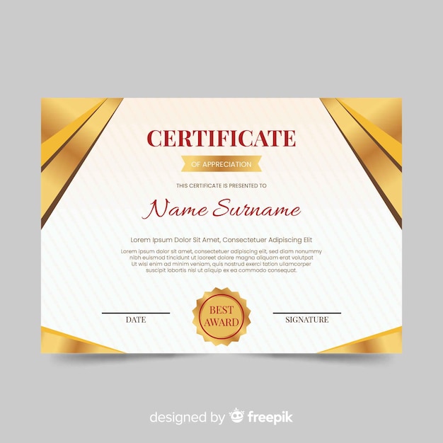 Decorative diploma template with golden elements
