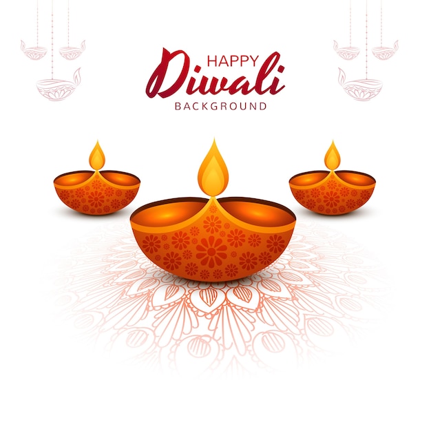 Free vector decorative diwali oil lamp festival holiday background