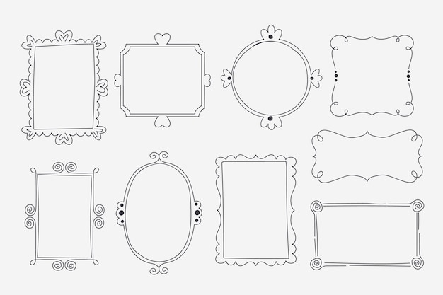 Free vector decorative doodle frame collection