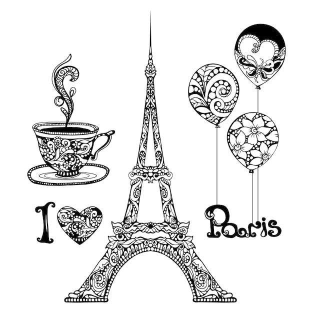 Free vector decorative eiffel tower