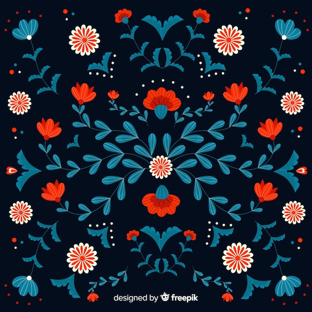 Free vector decorative embroidery mexican floral background