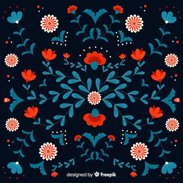 Декоративная вышивка мексиканским цветочным фоном