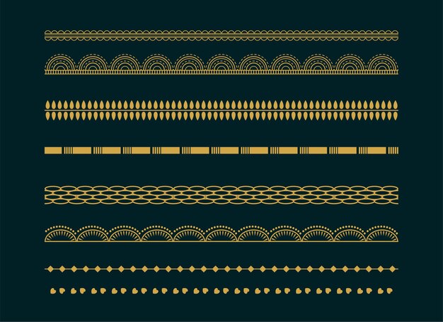 Decorative ethnic boho borders pattern design set