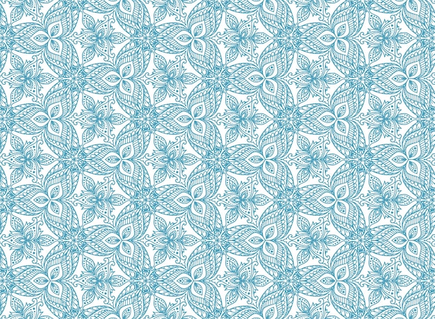 Free vector decorative ethnic floral seamless blue pattern background