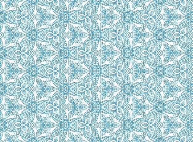 Decorative ethnic floral seamless blue pattern background