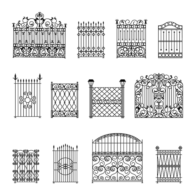 Free vector decorative fences set