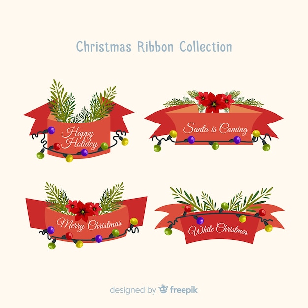 Free vector decorative flat christmas ribbon collection