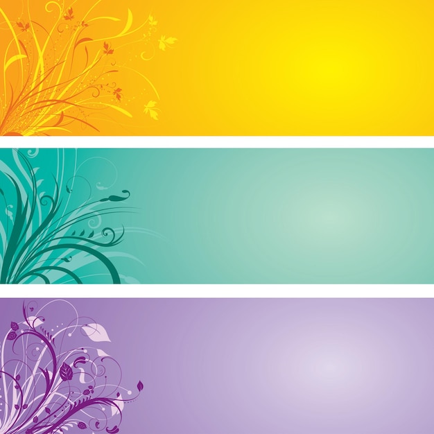 Decorative floral banner set