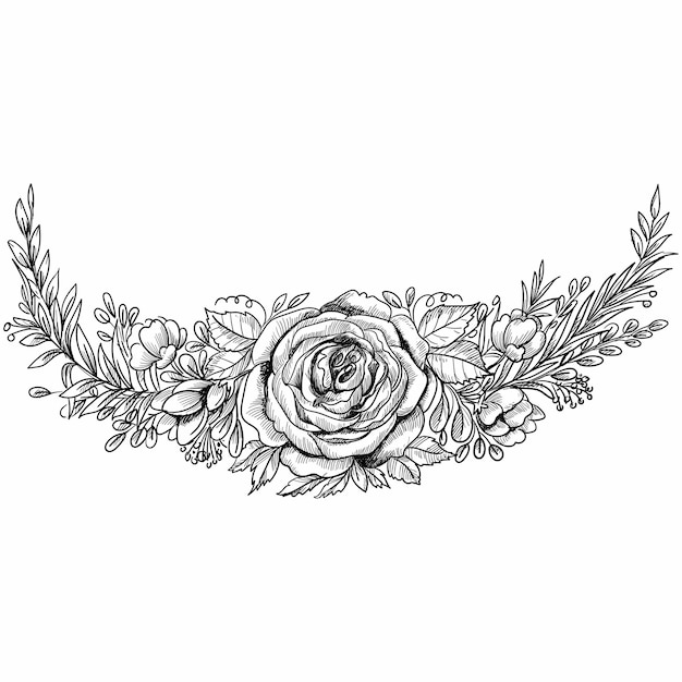 Decorative floral hand draw sketch  